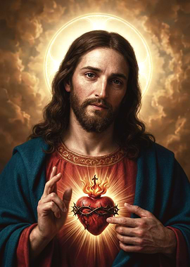 Jesus Christ with Sacred Heart Portrait