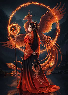 Phoenix Woman Fiery Bird