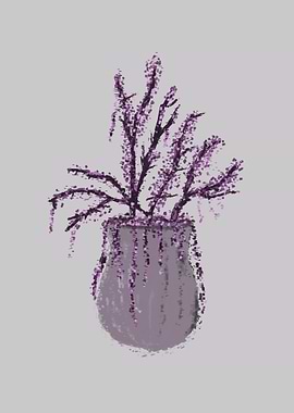 Purple Flowers in Vase Illustration
