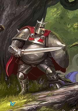 Armored Knight in Forest Illustration