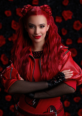 kylie Red-haired woman in red outfit