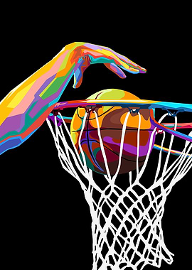Colorful Basketball Slam Dunk Art