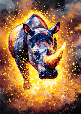 Fiery Rhino Digital Art