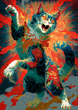 Floral Cat Illustration