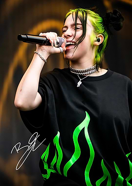 Billie Eilish performing on stage