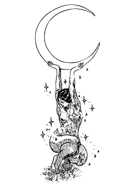Woman Holding Moon Illustration