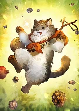 Adventurous Cat Character in Forest Setting