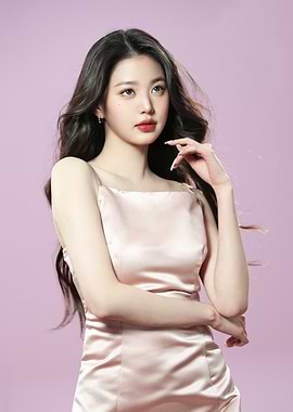 Elegant Woman in Pink Dress jang wonyoung