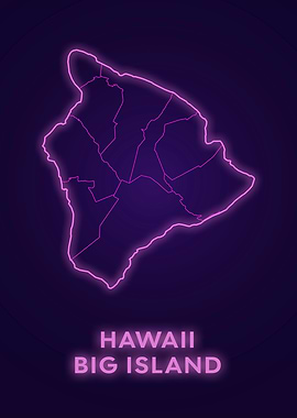 Hawaii Big Island Neon Map