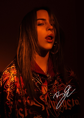 Billie Eilish Portrait with Tongue Out