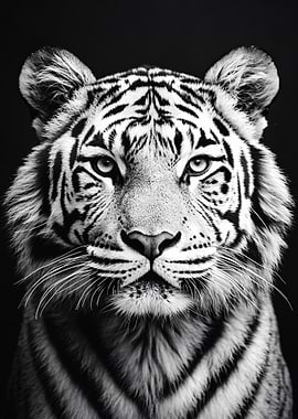Monochrome Tiger Portrait