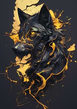 Wolf with Golden Accents
