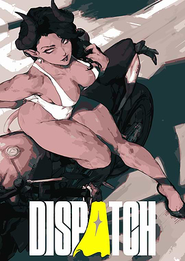 Demon Girl on Motorcycle Illustration