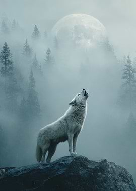 Wolf Howling at the Moon
