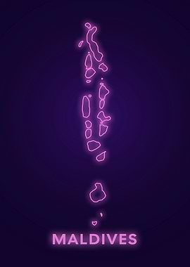 Maldives Neon Map