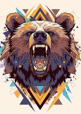 Geometric Bear Head Illustration