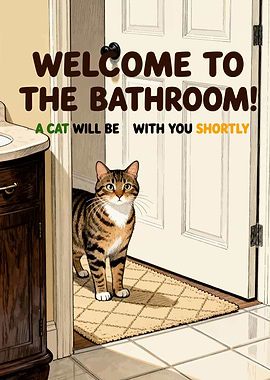 Welcome to the Bathroom Cat Poster