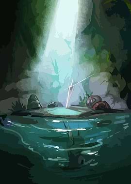 Knight Sword in the Lake Digital Art