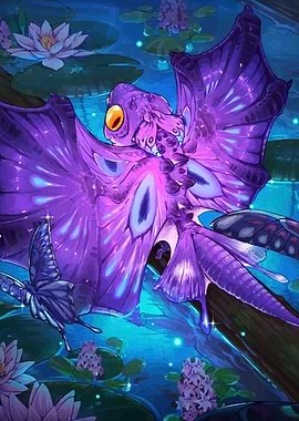 Purple Butterfly Dragon in Lily Pond