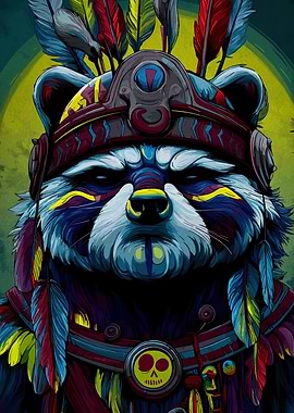 Raccoon Shaman Portrait