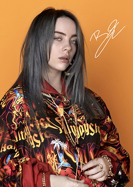 Billie Eilish Portrait with Signature