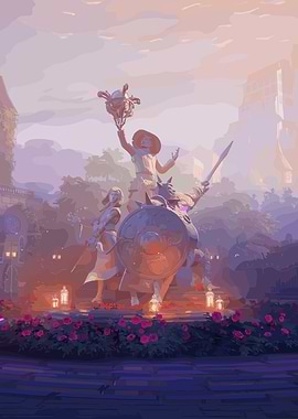 Fantasy Statue in a Garden