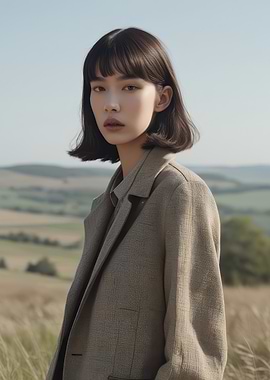 Serene Outdoor Portrait of Woman in Earth-Toned Coat