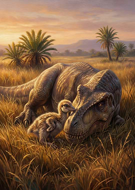 Tyrannosaurus Rex with Baby Dinosaur