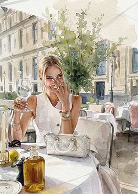 Woman at Outdoor Cafe