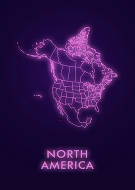 Neon North America Map