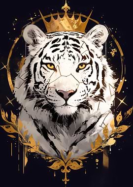 Crowned White Tiger Portrait