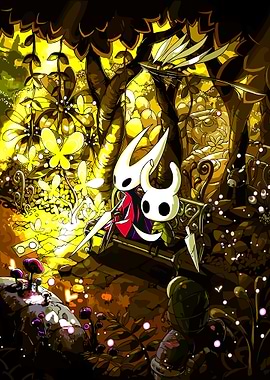 Hollow Knight characters on a bench