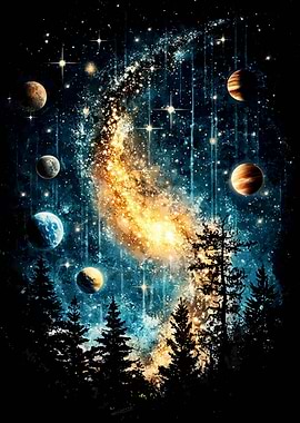 Cosmic Forest Nightscape