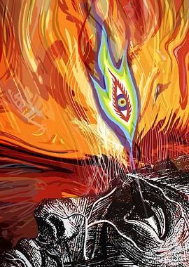 Abstract Eye in Flames Digital Art