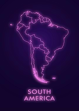 South America Neon Map