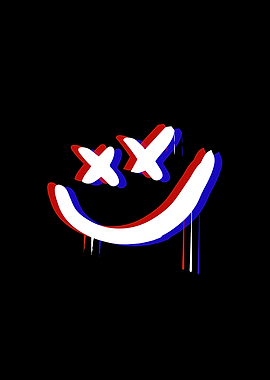 Distorted Smiley Face on Black Background