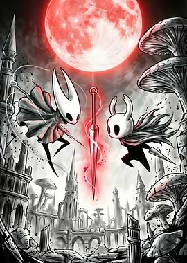 Hollow Knight Under Red Moon