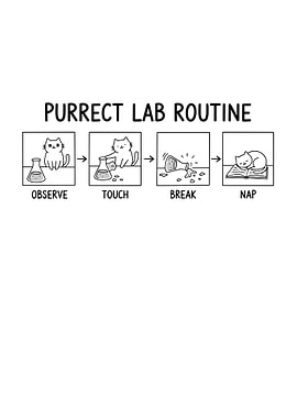 Purrect Lab Routine Cat Cartoon