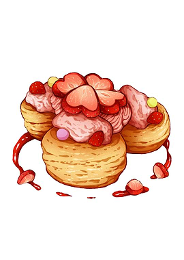 Strawberry Cream Puffs Illustration
