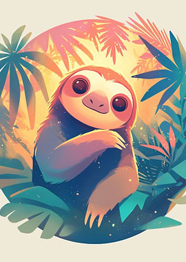 Cute Sloth in Tropical Setting