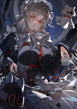 Anime Maid with Red Eyes