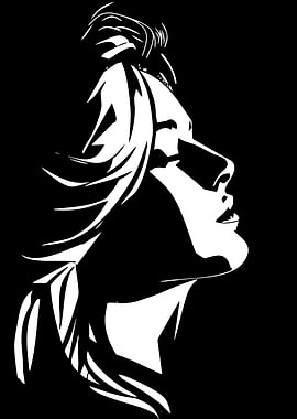 Woman's Profile in Black and White