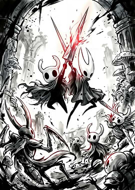 The Knight and Hornet Battle Scene