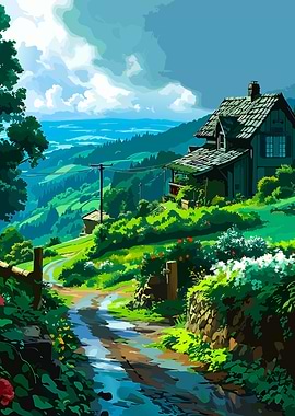 Rural House in Green Landscape