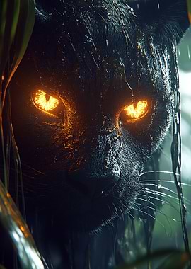 Black Panther with Glowing Eyes