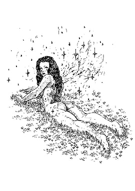 Nude Fairy in Grassy Field
