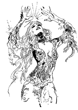 Tattooed Woman in Black and White