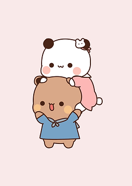 Cute Cartoon Bears Stacked on Each Other