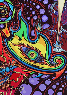 Psychedelic Eye Flame Abstract Art