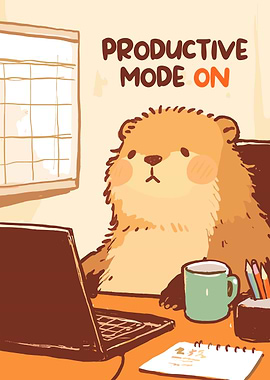 Productive Otter Working at Desk